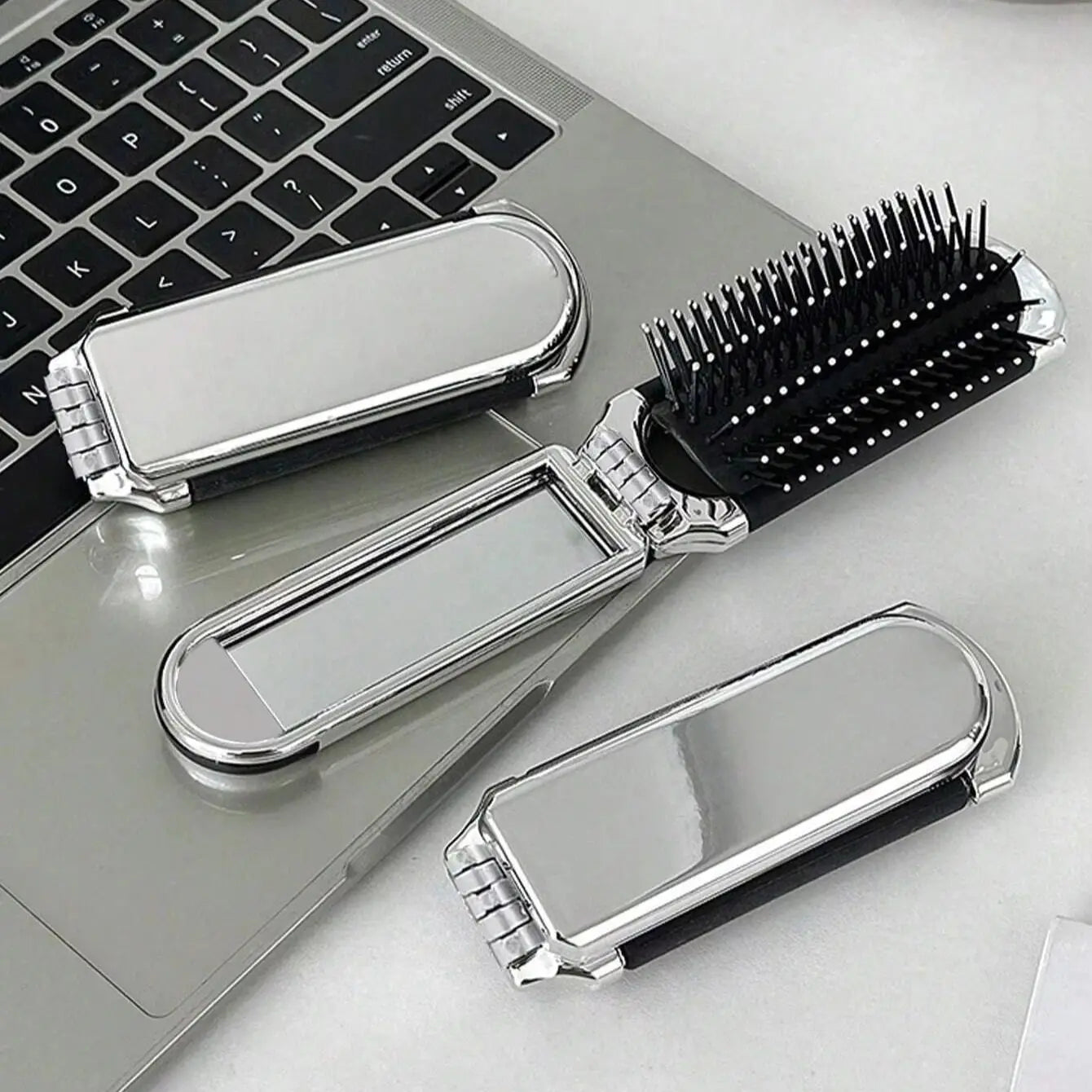 2 In 1 Mini Hair Brush Folding Massage Comb Head Massage Anti-Static Portable Hair Combs Mirror Air Cushion Scalp Massage Comb