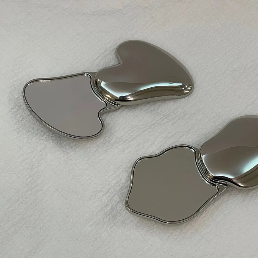 Metal Double Sided Makeup Mirror Portable Foldable Portable Makeup Mirror Irregular Rotating Mirror Beauty Tool Accessories