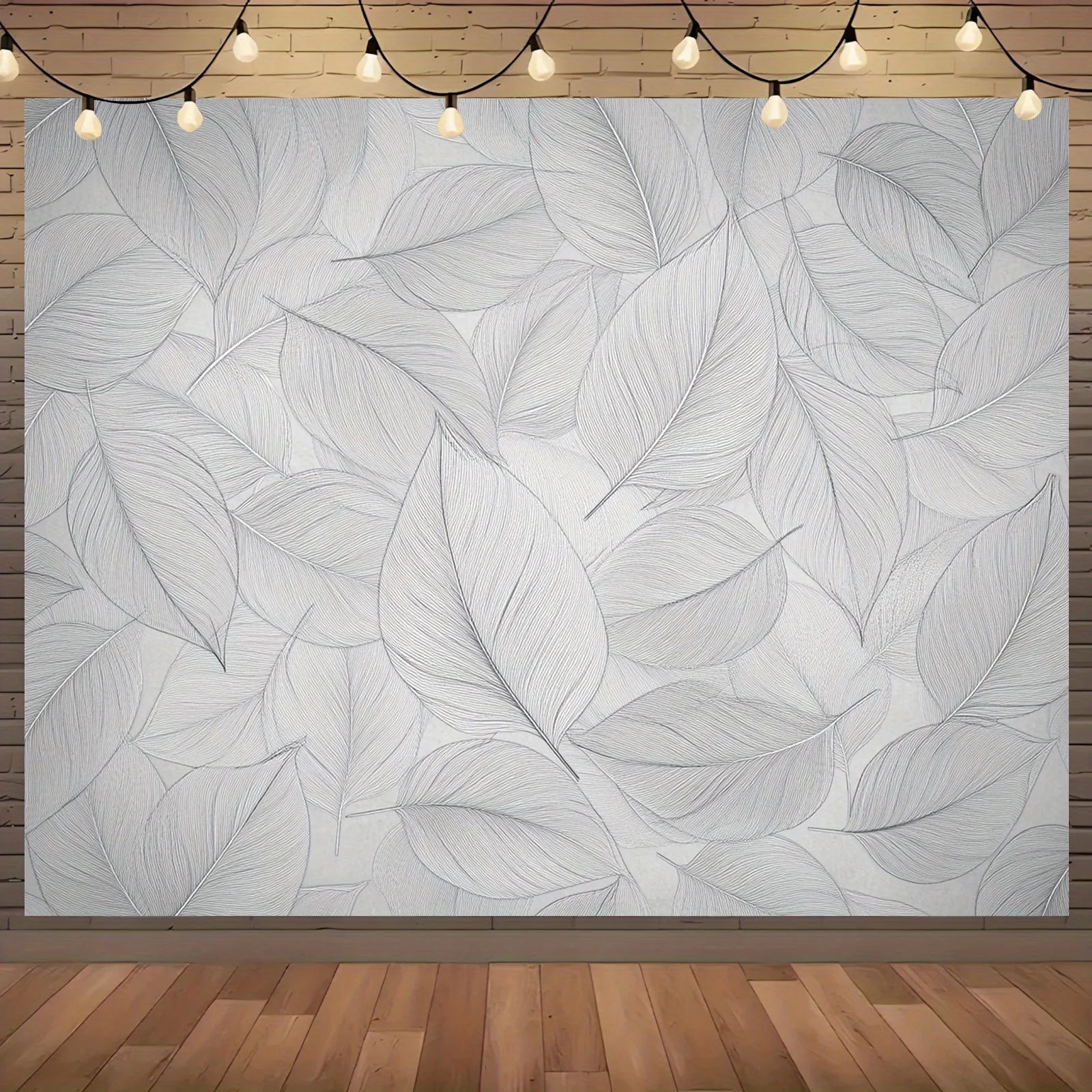 1pc Delicate floral and leaf pattern tapestry in soft grey tones, party photo backdrop table banner oversized wall decor