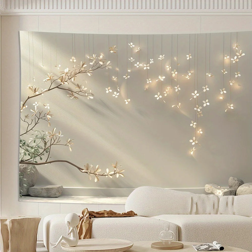 Elegant Floral Pattern Backdrop - Perfect for Living Room, Bedroom, Office Decoration and Party - No Power Required